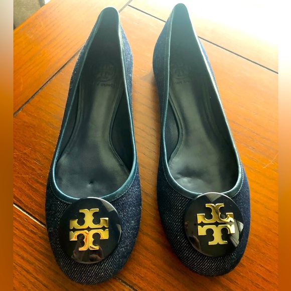 Tory Burch Shoes - Tory Burch Shoes Blue Denim Logo Ballerina Flats Sz 8 Women
